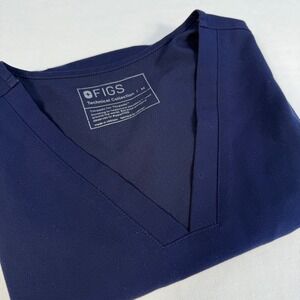FIGS Technical Collection Womens Scrub  Top‎ Medium M Navy Blue V-Neck